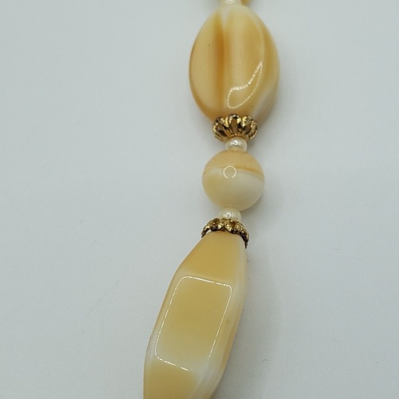 Boho Statement Beaded‎ Necklace Women Layered Gold Tone Cream Yellow Festival - Picture 4 of 10